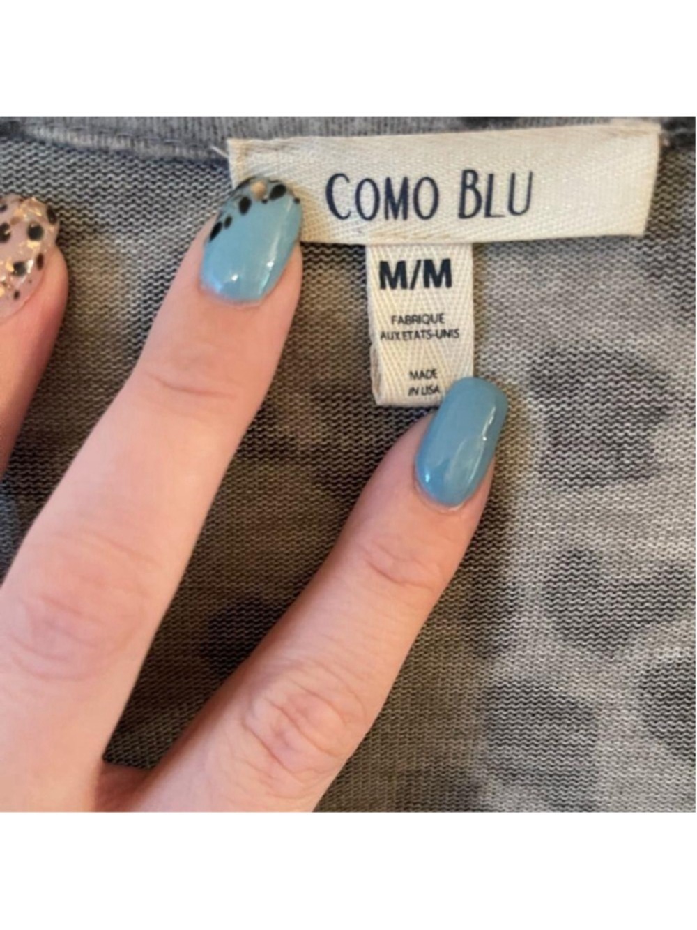 Como Blu Blue-Gray Leopard Print Sweater - Super Soft Knit - Size Medium - Picture 11 of 13
